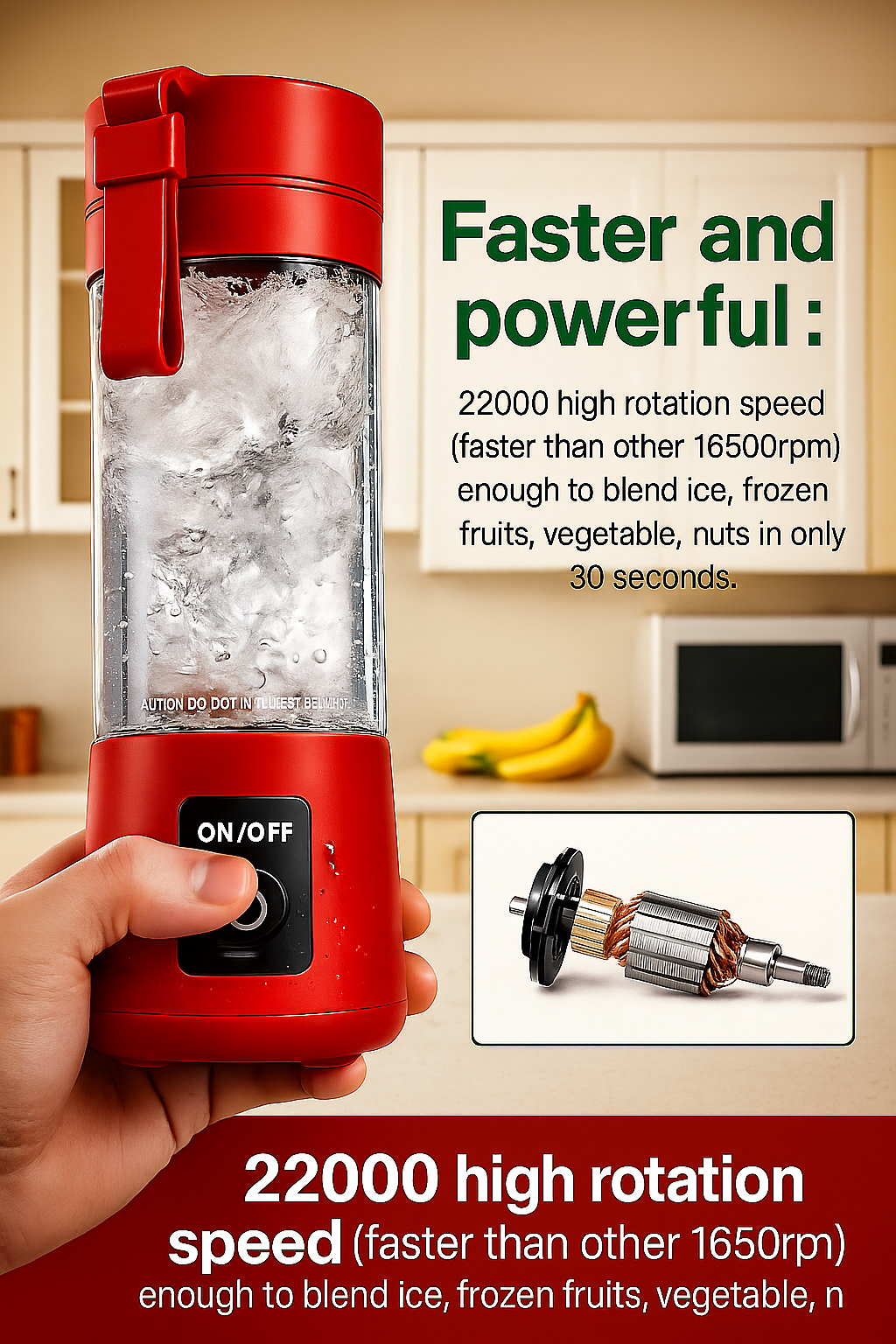 JuiceBeast – Portable Blender with 6 Sharp Blades & USB Charging