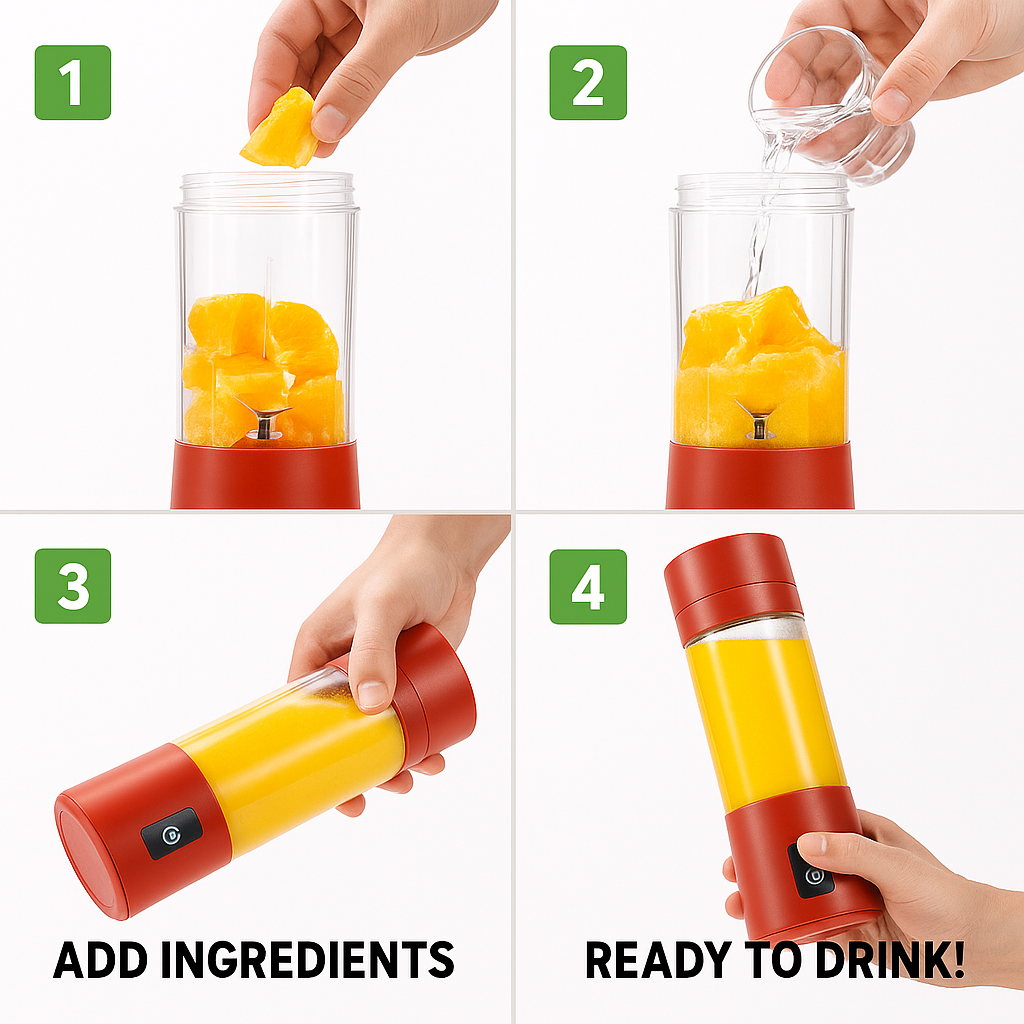 JuiceBeast – Portable Blender with 6 Sharp Blades & USB Charging