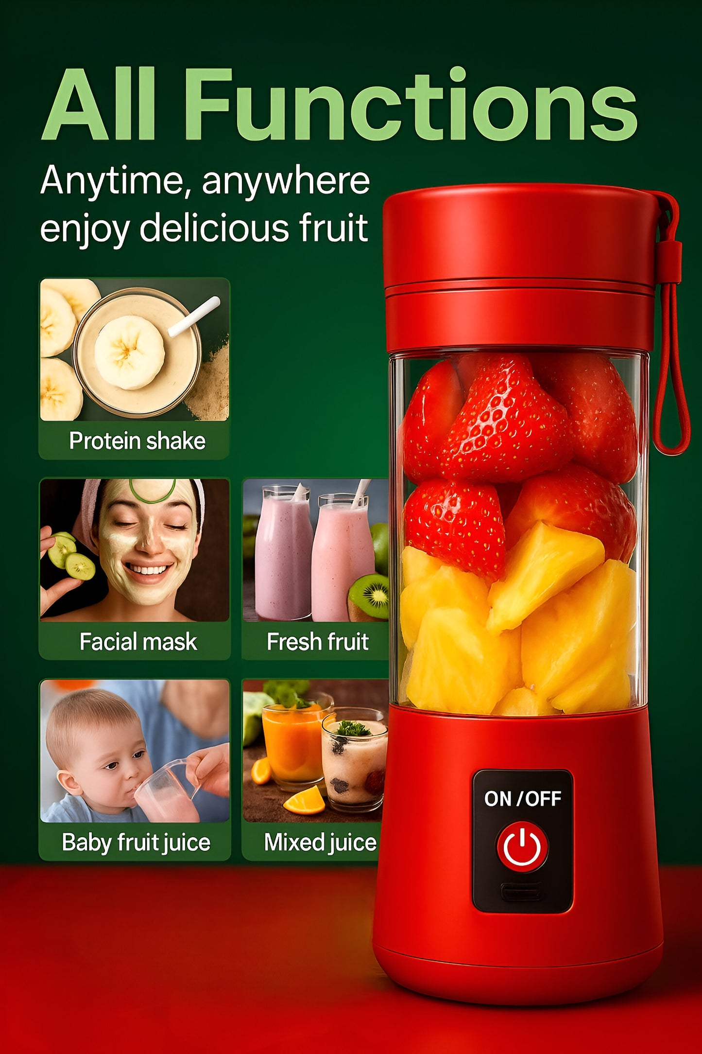 JuiceBeast – Portable Blender with 6 Sharp Blades & USB Charging
